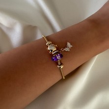 Laria Jewelry Pandora Mor Kelebek Charm'lı Bileklik