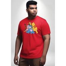 Winnie The Pooh Piglet Bal Küpü Kırmızı Büyük Beden Erkek Kadın Unisex Basic Ön Baskılı Tişört