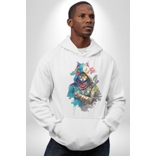 Angemiel Kedi Assassin's Creed  Kadın Erkek  Beyaz Kapüşonlu Sweatshirt Hoodie