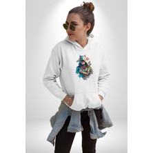 Angemiel Kedi Assassin's Creed  Kadın Erkek  Beyaz Kapüşonlu Sweatshirt Hoodie