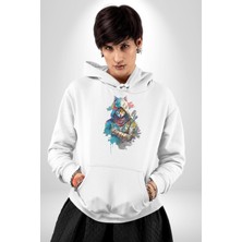 Angemiel Kedi Assassin's Creed  Kadın Erkek  Beyaz Kapüşonlu Sweatshirt Hoodie