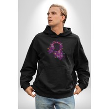 Angemiel Kelebekler Kanser Günü ve Kadınlar Günü  Kadın Erkek  Siyah Kapüşonlu Sweatshirt Hoodie