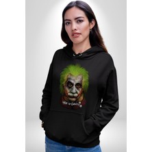 Angemiel Albert Einstein Joker Why So Genius  Kadın Erkek  Siyah Kapüşonlu Sweatshirt Hoodie