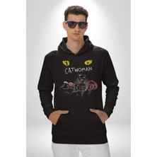 Angemiel Batman Car Woman Karakter Kadın Erkek  Siyah Kapüşonlu Sweatshirt Hoodie