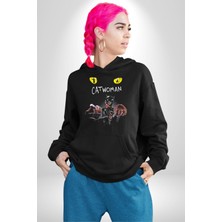 Angemiel Batman Car Woman Karakter Kadın Erkek  Siyah Kapüşonlu Sweatshirt Hoodie