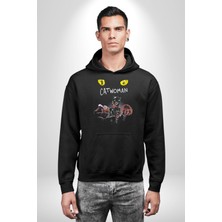 Angemiel Batman Car Woman Karakter Kadın Erkek  Siyah Kapüşonlu Sweatshirt Hoodie