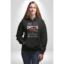 Angemiel Chevrolet Cheyene 400SS Araba Klasik Kadın Erkek  Siyah Kapüşonlu Sweatshirt Hoodie