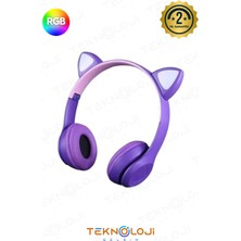 Cat Ear Arell Teknoloji Kedi Kulaklık Kız Erkek Çocuk Kulaklığı Kulaküstü Işıklı Mikrofonlu Kablosuz
