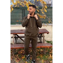 Oversize Haki 3 Iplik Siyah Eşofman Takımı