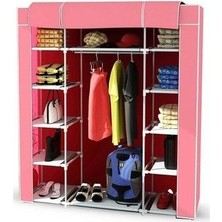 Çift Yandan Raflı Çok Amaçlı Bez Dolap Süper Ürün Gardırop Elbise Ayakkabı Dolabı Bez Dolap