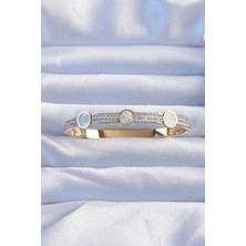 Ezo Concept 316L Çelik Altın Renk Zirkon Taşlı Sedefli Kelepçe