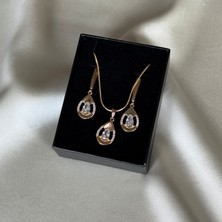 Laria Jewelry Altın Kaplama Taşlı Su Damlası Set