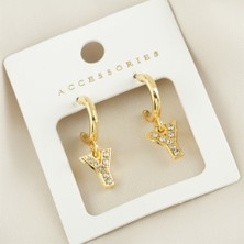 Feryal Harfli Yeni Sezon Metal Taşlı Küpe