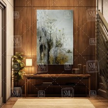 SML Tablo Papatyalar ve Kuru Bitkiler Salyangoz Bohem Natürel Sanat Doğa Dikey Kanvas Tablo