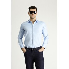 Kiğılı Uzun Kol Slim Fit Dar Kesim Pamuklu Non Iron Saten Klasik Gömlek