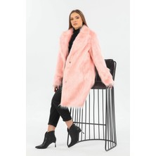 Suni Kürk Pembe Kadın Kaban