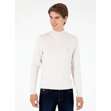 U.S. Polo Assn. Klasik Yaka Slim Fit Taş Melanj Erkek Kazak G081SZ0TK.000.1920947