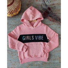 Rigel Kids Pembe, Kapüşonlu, Kabartma Yazılı, Şardonlu,kız Çocuk Sweatshirt