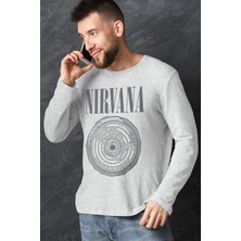 Rock&Roll Daire Daire Nirvana Gri Uzun Kollu Erkek Penye Tişört