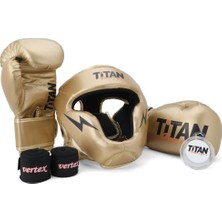 Titan Sport Gold (Altın) Serisi Özel Takım Set ,  Boks Kaskı, Boks Eldiveni, Dişlik, Bandaj