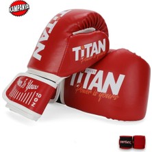 Titan Sport Kırmızı Boks Eldiveni + Vertex Boks Bandajı 2'li Kampanyalı Ürün