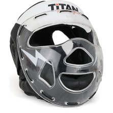 Titan Sport Yüz Korumalı Boks Kaskı , Siyah Beyaz Camlı Model