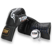 Titan Sport Siyah Boks Eldiveni Dişlik Set