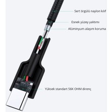 CB-CD30-BK Naylon Örgülü USB-A Type-C Şarj Kablosu 0.9M