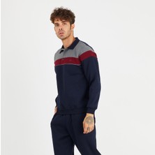 Simenti Erkek Yakalı Düğmeli - Polo Yaka Eşofman Üst Sweatshirt -