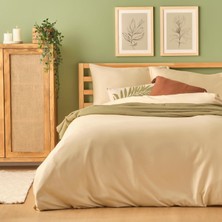 %100 Pamuk Saten Supreme Basic Çift Kişilik Nevresim Seti Bej (200X220 Cm)