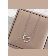 Gümüş 3 Boyutlu Kalp Düğüm Kolye CN23E23