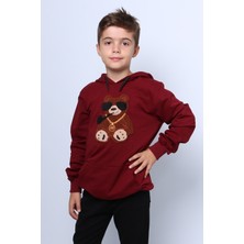 HÇM Erkek Çocuk Kapşonlu Sweat Ayıcık Baskılı Cepli C29