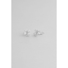 So CHIC Dört Yapraklı Yonca 18 Ayar Beyaz Altın Kaplama Gümüş Küpe