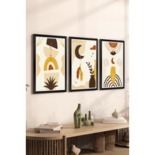 Artavessa 3 Parça Siyah Çerçeve Görünümlü Mdf Tablo Seti - Set 17
