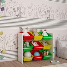 Flinder 9 Sepetli Çok Amaçlı Oyuncak Dolabı Montessori Dolap