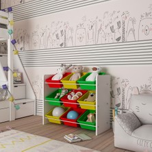 Flinder 9 Sepetli Çok Amaçlı Oyuncak Dolabı Montessori Dolap