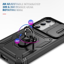 Seashell Digital Anti-Düşen Telefon Kılıfı Için Samsung Galaxy A55 5g Kickstand Kılıf Tpu + Pc Camshield Hibrit Telefon Kapağı-Siyah (Yurt Dışından)