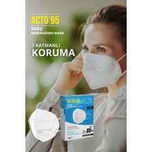 Acto Acto® 95 Ffp2 / N95 Respiratory Mask | 5 Katlı Solunum Maskesi 10 Adet