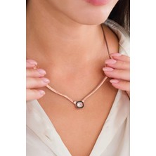 TMT Silver Gümüş Rose Kaplama Serenay Leyla Model Hasır Yılan Zincir Kolye