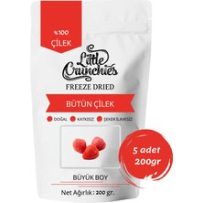 Little Crunchies Freeze Dried Bütün Çilek - 1 Kg. - Büyük Boy - Dondurularak Kurutulmuş 5X200 Gr.