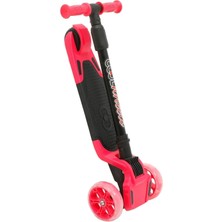 3 Tulpar Katlanır LED Işıklı Çocuk Scooter Pembe 3+ Yaş Pembe