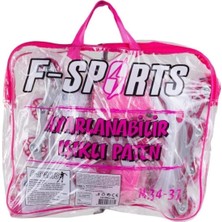 Furkan Toys Pembe F-Sports Pembe Ayarlabilir 2+2 Işıklı Metal Alıştırma Pateni Çanta Çocuk Pateni Tek Sıra 4