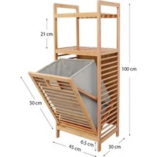 Begin Power Bambu 2 Raflı Kirli Sepeti Çok Amaçlı Banyo Düzenleyici Organizer Raf