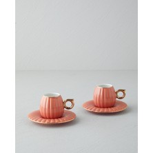 English Home Polka New Bone China 4 Parça 2 Kişilik Kahve Fincan Takımı Terracotta