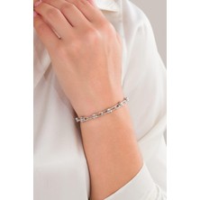 TMT Silver Gümüş Rodyumlu Toplu Ataç Zincir Bileklik
