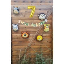 Pekshop Safari Temalı Doğum Günü Parti Seti Yaş Balonlu Bannerlı Doğum Günü Süsleme Seti