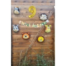 Pekshop Safari Temalı Doğum Günü Parti Seti Yaş Balonlu Bannerlı Doğum Günü Süsleme Seti