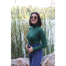 Haki Renk Balıkçı Yaka Kadın Kazak