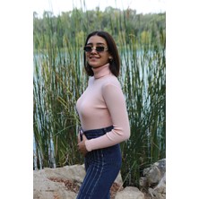 Pudra Renk Balıkçı Yaka Kadın Kazak