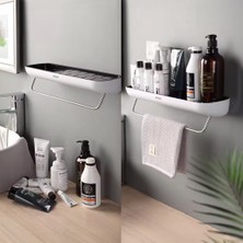 Miecoco Duvara Yapışkanlı Banyo ve Mutfak Düzenleme Rafı Havlu Askılıklı Siyah/Beyaz